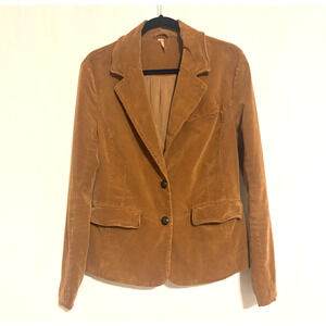 Free People Jacket Blazer Large Courduroy Brown Cotton Blend Boho